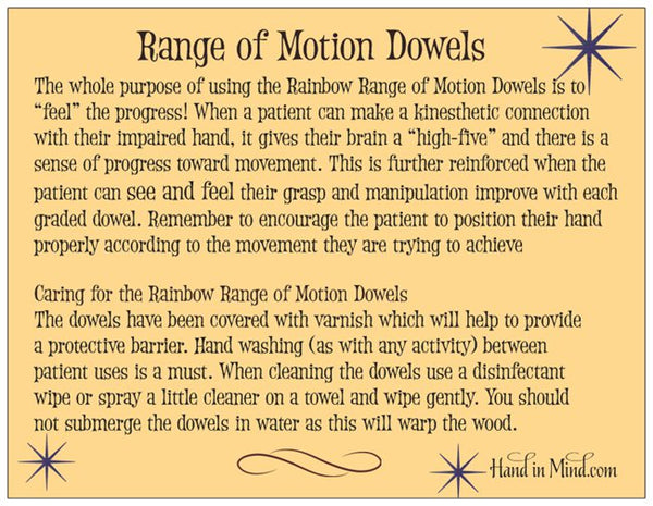 Rainbow range of motion dowels - Hand in Mind