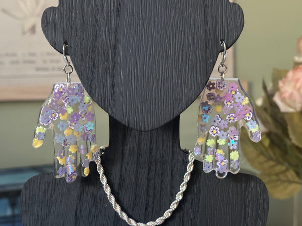 Resin Hands! Big and Beautiful! PANSIES & POSIES