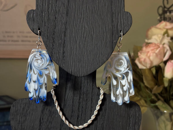 Resin Hands! Big and Beautiful! BLUE & WHITE SWIRL