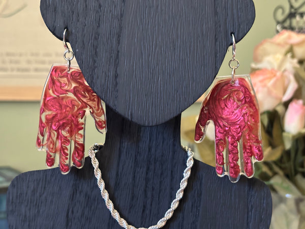 Resin Hands! Big and Beautiful! RUST RED SWIRL