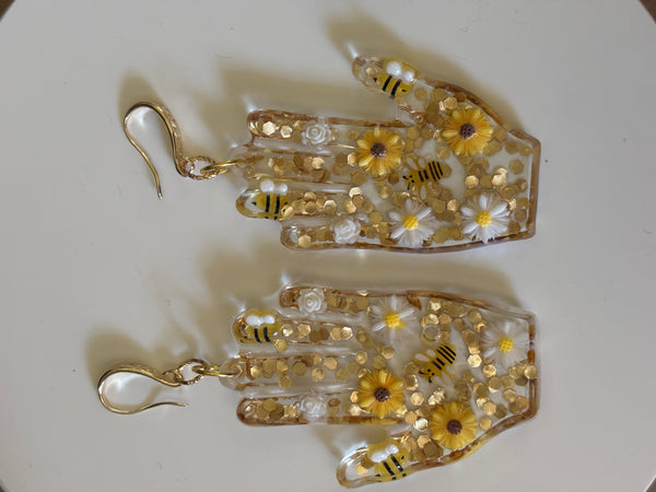 Resin Hands! Big and Beautiful! HAND HIVE BUMBLE BEE