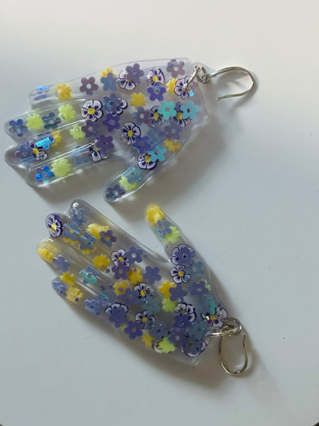 Resin Hands! Big and Beautiful! PANSIES & POSIES