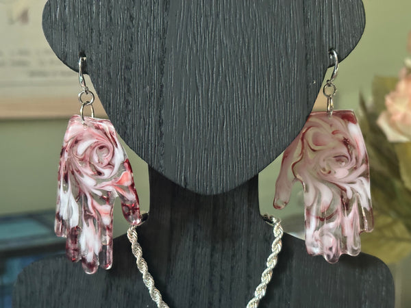 Resin Hands! Big and Beautiful! RED & WHITE SWIRL