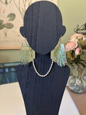 Resin Hands! Big and Beautiful! GLITTERY GREEN