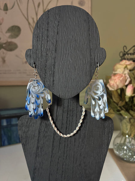 Resin Hands! Big and Beautiful! BLUE & WHITE SWIRL