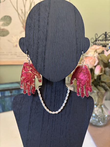 Resin Hands! Big and Beautiful! RUST RED SWIRL