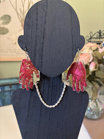 Resin Hands! Big and Beautiful! RUST RED SWIRL