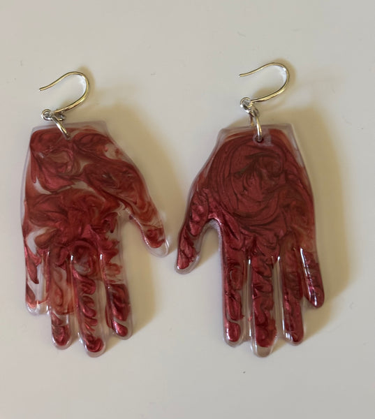 Resin Hands! Big and Beautiful! RUST RED SWIRL