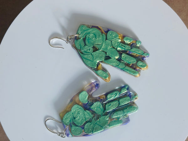 Resin Hands! Big and Beautiful! SEA SCAPE GREEN
