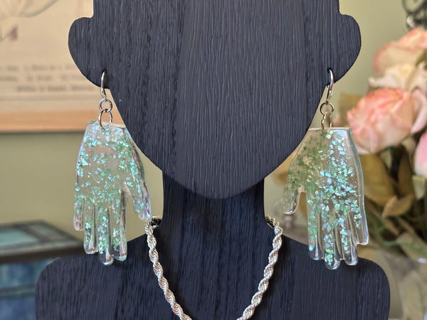 Resin Hands! Big and Beautiful! GLITTERY GREEN