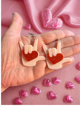 HEART & HAND EARRINGS, Happy Valentines Day!!