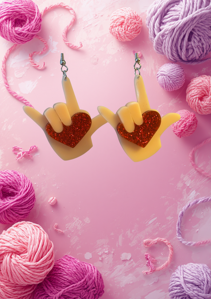 HEART & HAND EARRINGS, Happy Valentines Day!!