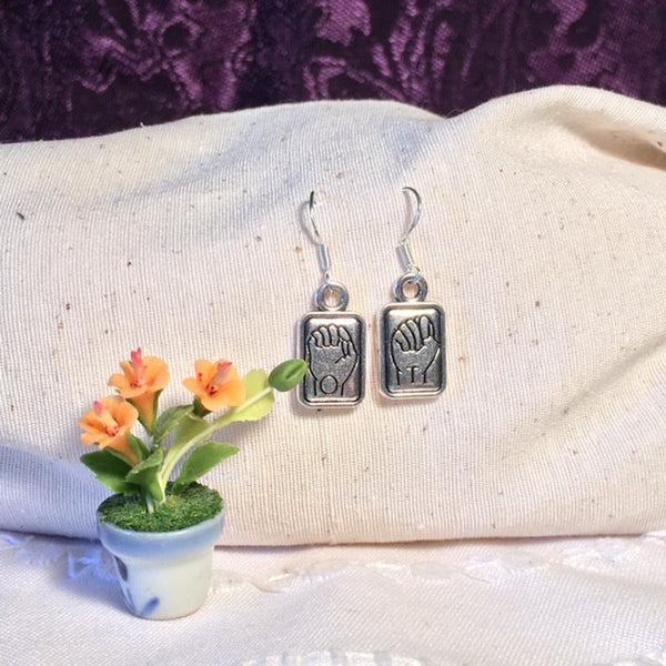 Earrings hand shaped/hand therapy jewelry/ sign language OT