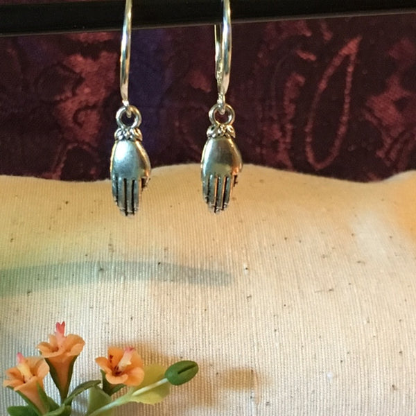 Earrings hand shaped/hand therapy jewelry/palm and flower