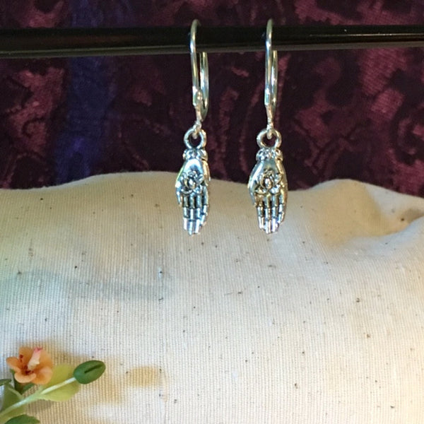 Earrings hand shaped/hand therapy jewelry/palm and flower