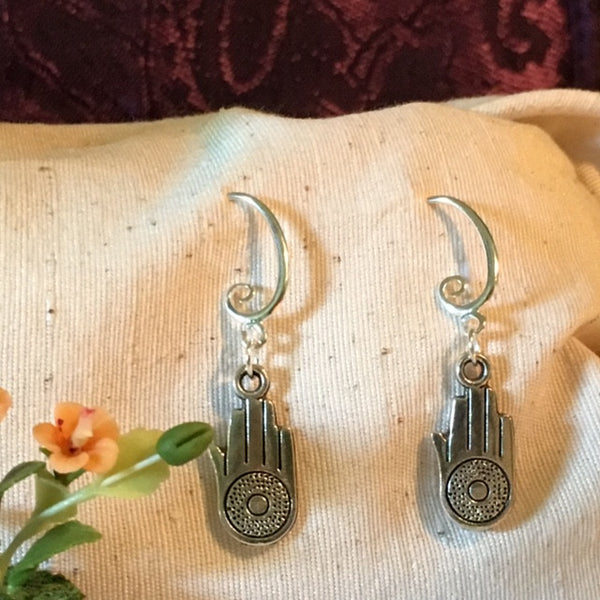 Earrings hand shaped/hand therapy jewelry/ Hands with circle center