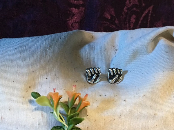 Earrings hand shaped/hand therapy jewelry/Hands in a fist, dimensional earrings