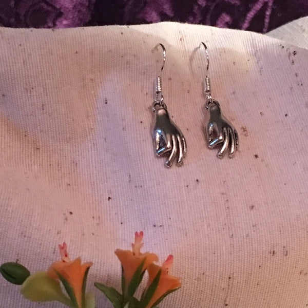 Earrings hand shaped/hand therapy jewelry/ lotus hands