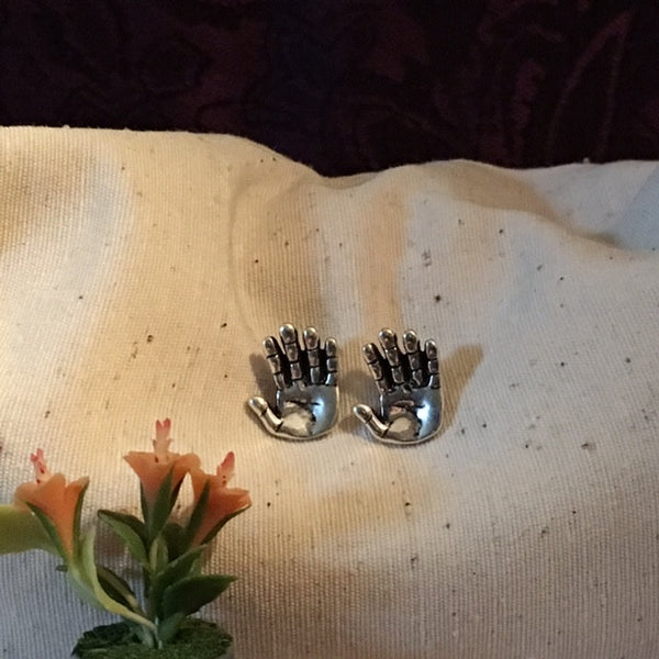 Earrings hand shaped/hand therapy jewelry/ open hand dimensional earrings