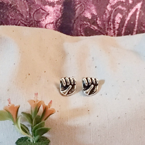 Earrings hand shaped/hand therapy jewelry/Hands in a fist, dimensional earrings