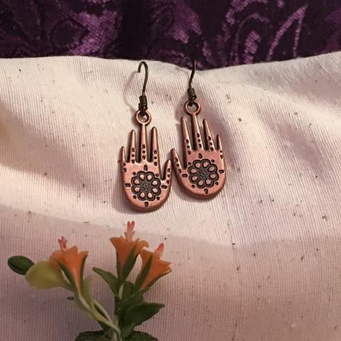 Earrings hand shaped/Hand therapy jewelry/hand and flower