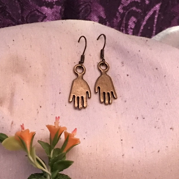 Earrings Hand Shaped/ hand therapy jewelry/Simple bronze hands