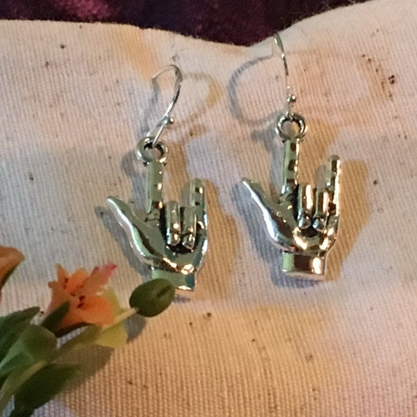Earrings Hand Shaped/hand therapy jewelry/ I love you