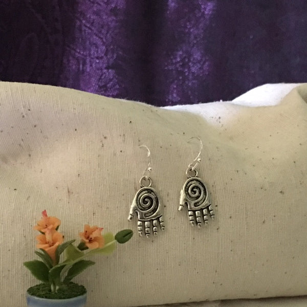Earrings Hand Shaped/hand therapy jewelry/ Silver Healing swirl