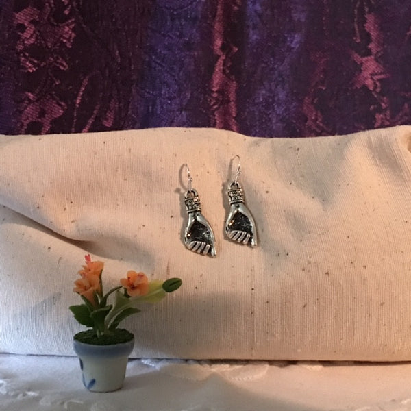 Earrings hand shaped/hand therapy jewelry/hand cupped vintage