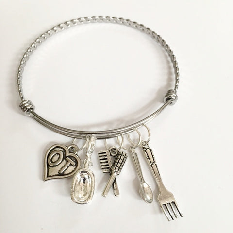 OT occupations charm bracelet; grooming, bathing and feeding "Hazel"