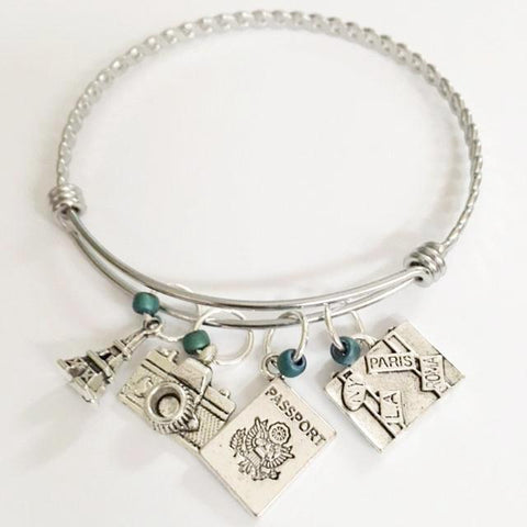 Charm bracelet;traveler theme/"Gomez" see the world