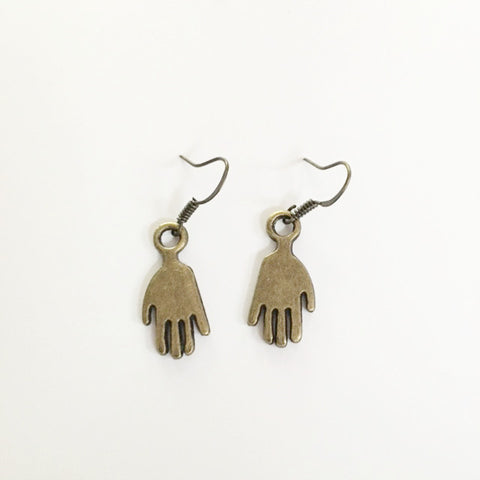 Earrings Hand Shaped/ hand therapy jewelry/Simple bronze hands