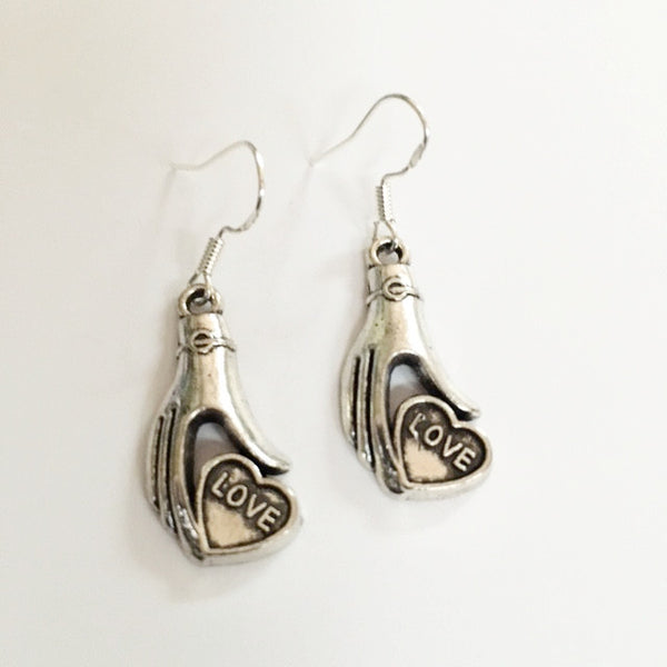 Earrings hand shaped/hand therapy jewelry/ Hands holding heart