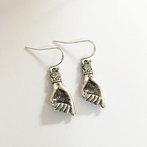 Earrings hand shaped/hand therapy jewelry/hand cupped vintage