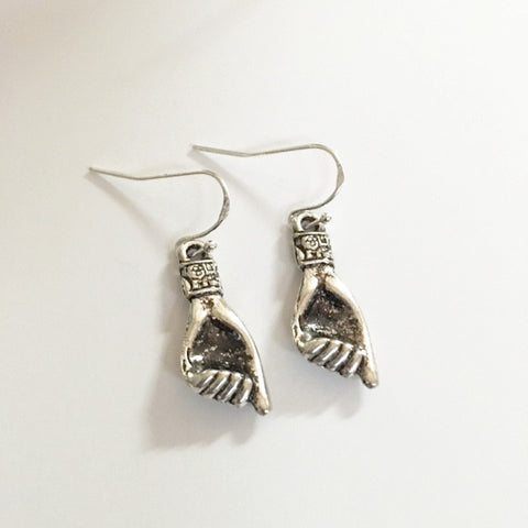 Earrings hand shaped/hand therapy jewelry/hand cupped vintage