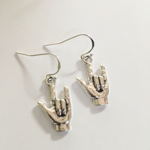 Earrings Hand Shaped/hand therapy jewelry/ I love you