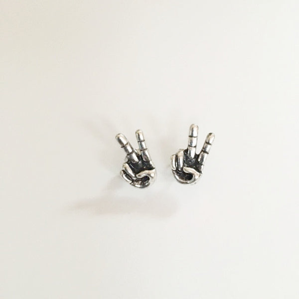 Earrings hand shaped/hand therapy jewelry/ victory sign dimensional earrings