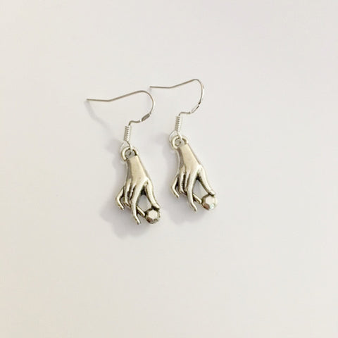 earrings hand shaped/hand therapy jewelry/vintage gem drop