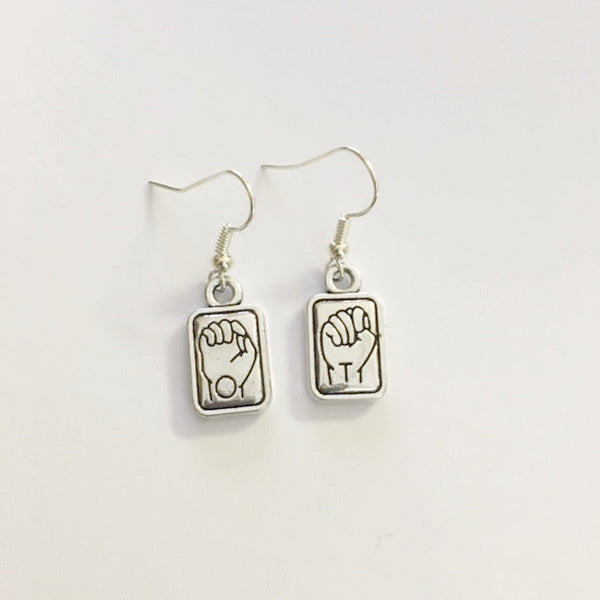 Earrings hand shaped/hand therapy jewelry/ sign language OT