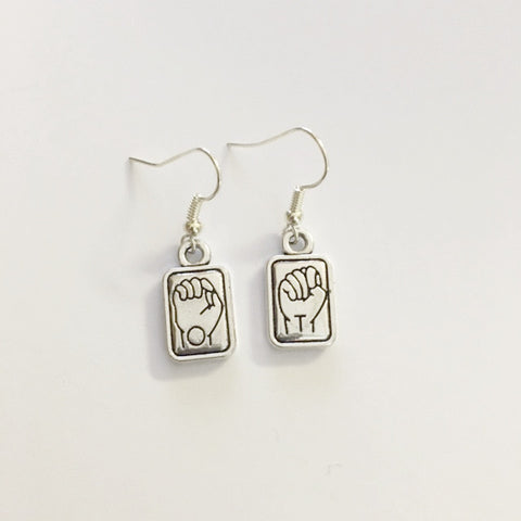 Earrings hand shaped/hand therapy jewelry/ sign language OT