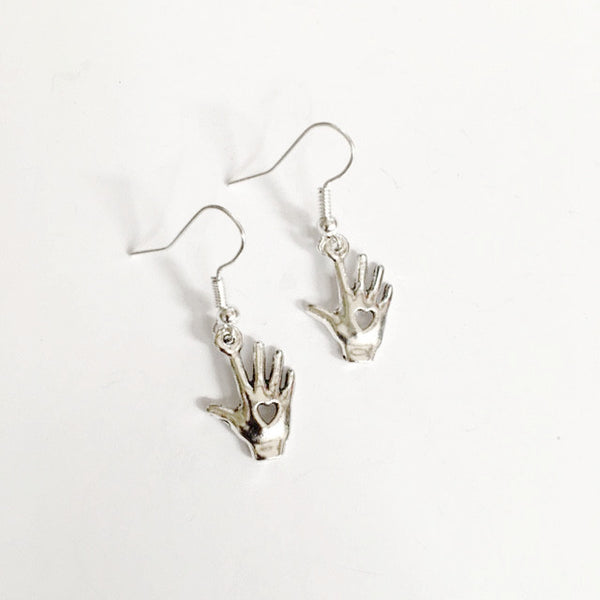 Earrings/hand shaped/hand therapy jewelry