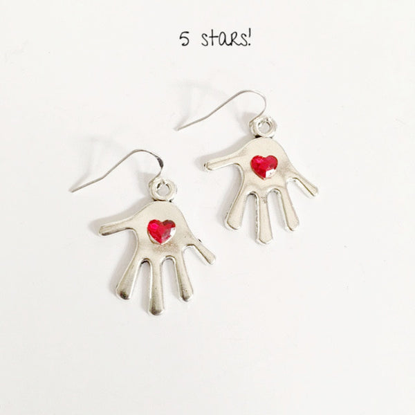 Earrings/hand shaped/hand therapy jewelry