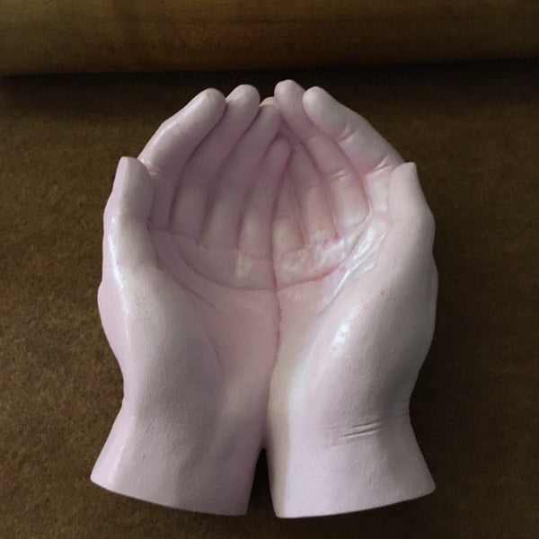 Token Hands/Cupped ceramic hands with token and mat