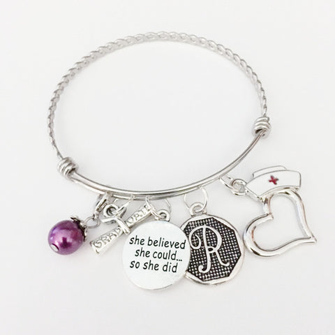 Charm bracelets/she believed she could nursing/nursing graduate gift