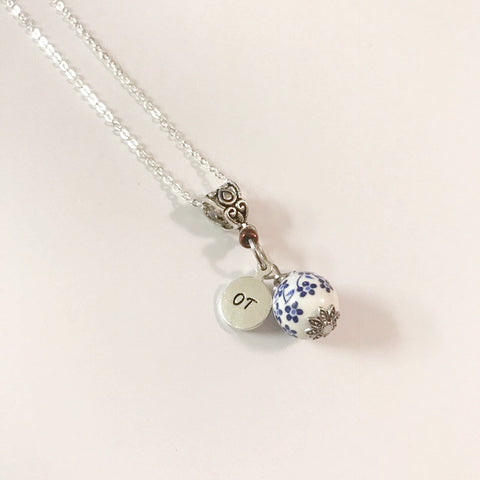 OT necklace/vintage OT tag and beautiful bead