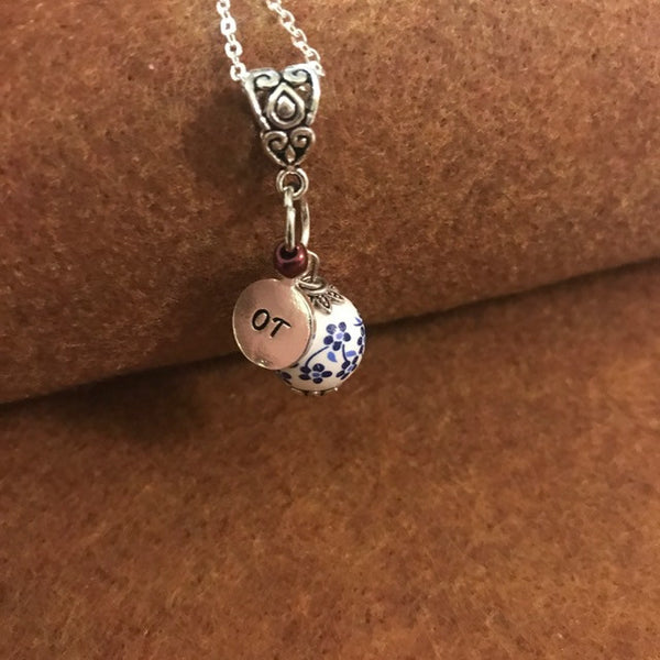 OT necklace/vintage OT tag and beautiful bead