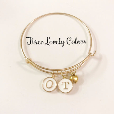 OT letter bracelet plus heart