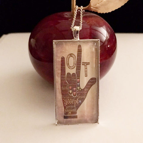 Hand sign for love/ OT necklace/I love occupational therapy