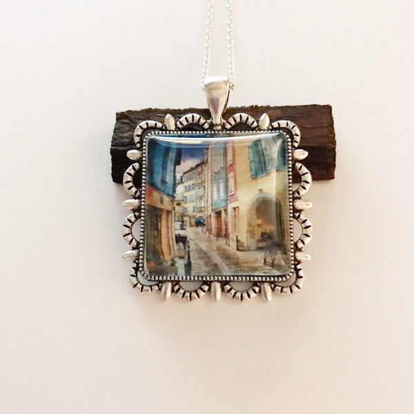 paintings on a pendant/city scene