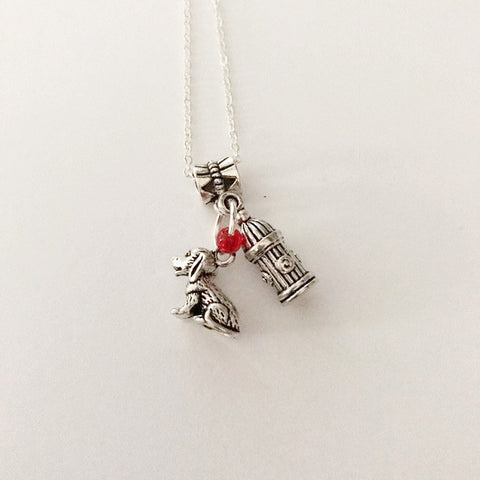 Charm necklace/ Dog and fire hydrant